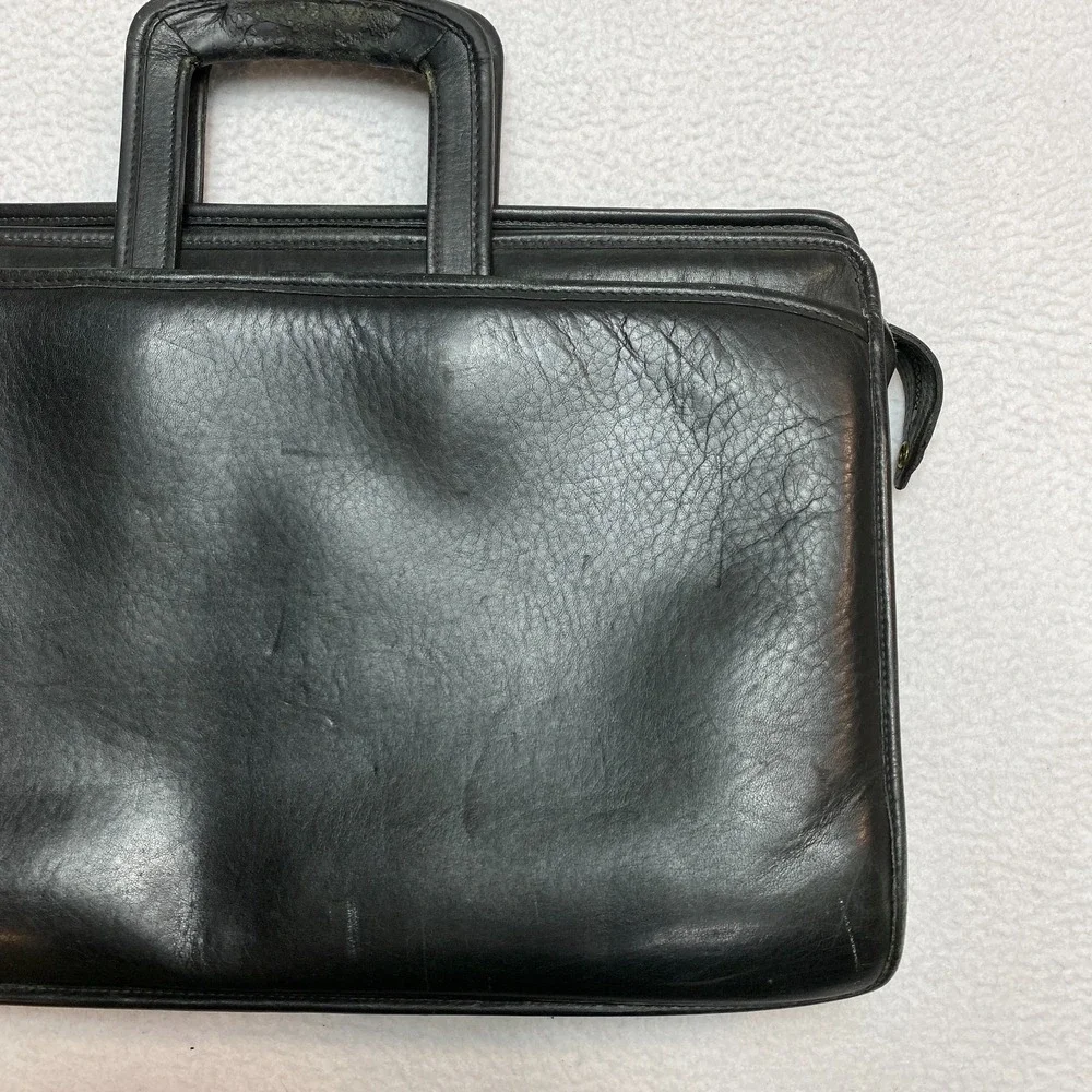 Jack Georges Briefcase Double Handle Black Leather Bag Work Laptop